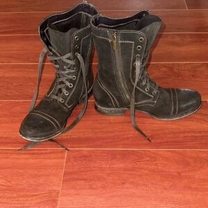 Italian Chocolate Suede Lace-Up Boots